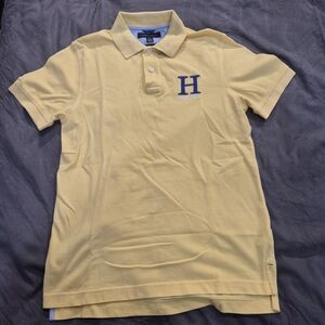Tommy Hilfiger Light Yellow Polo with Blue 'H' Logo - Medium